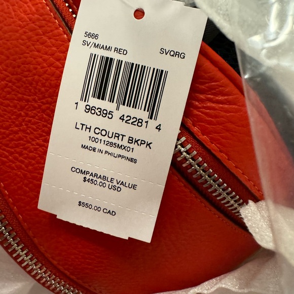 NWT Coach Sv/Miami Red Leather Court Backpack 5666 Below $450 Retail RETIRED - Picture 5 of 5
